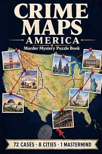 Murder Mystery Crime Maps Puzzle Book: America by Milo Marwick, book cover